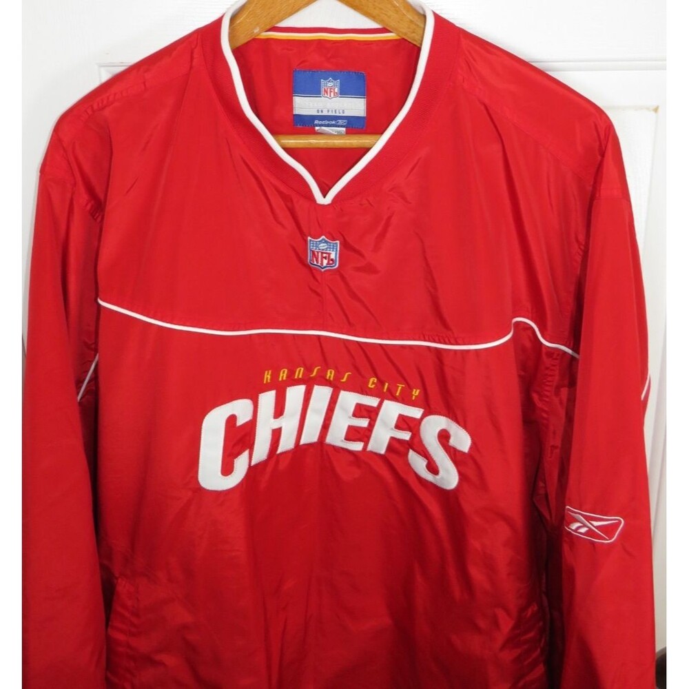 Vintage Y2K Reebok Kansas City Chiefs Windbreaker Pullover Jacket Size 3XL *Flaw